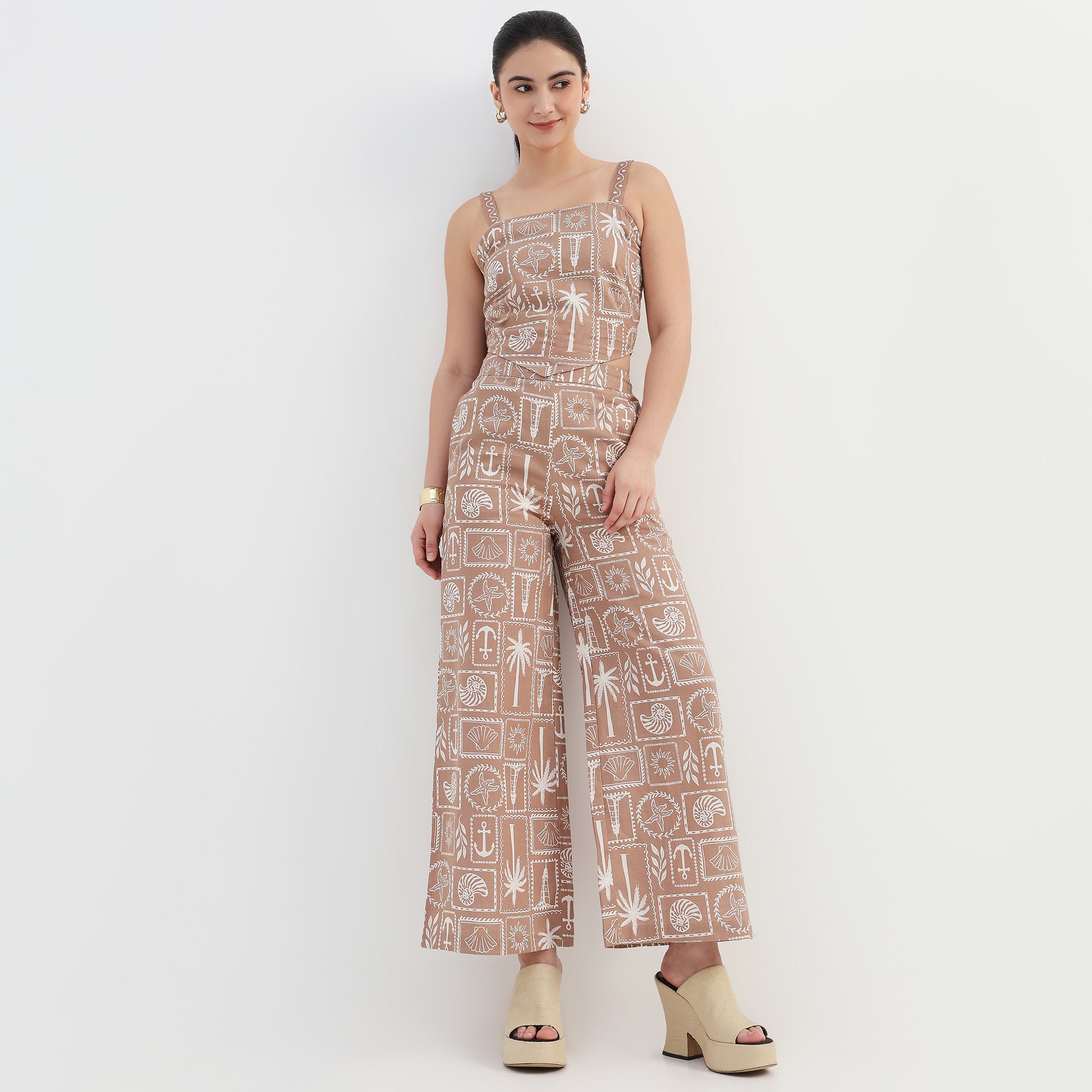 Coastal Print Straight Palazzo