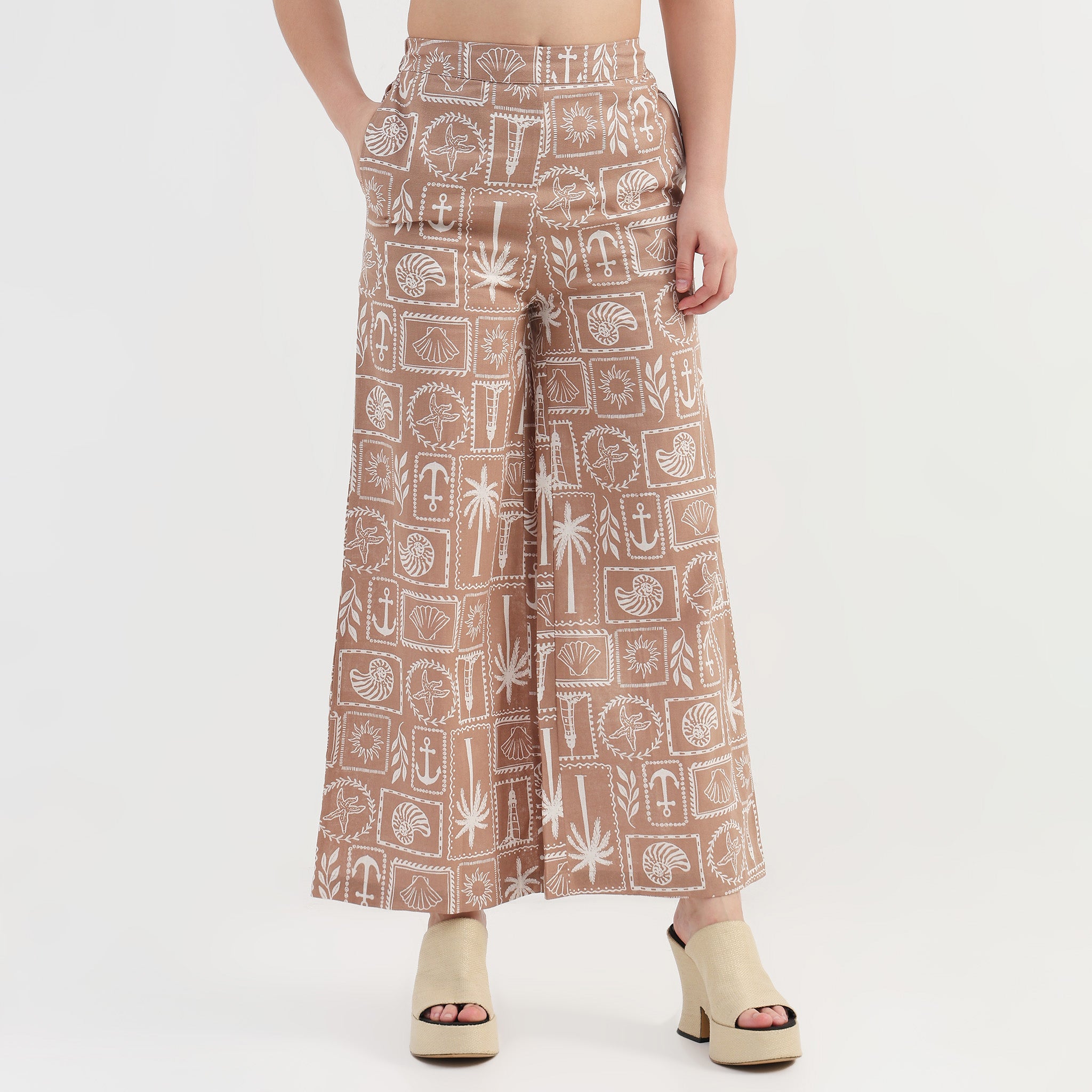 Coastal Print Straight Palazzo