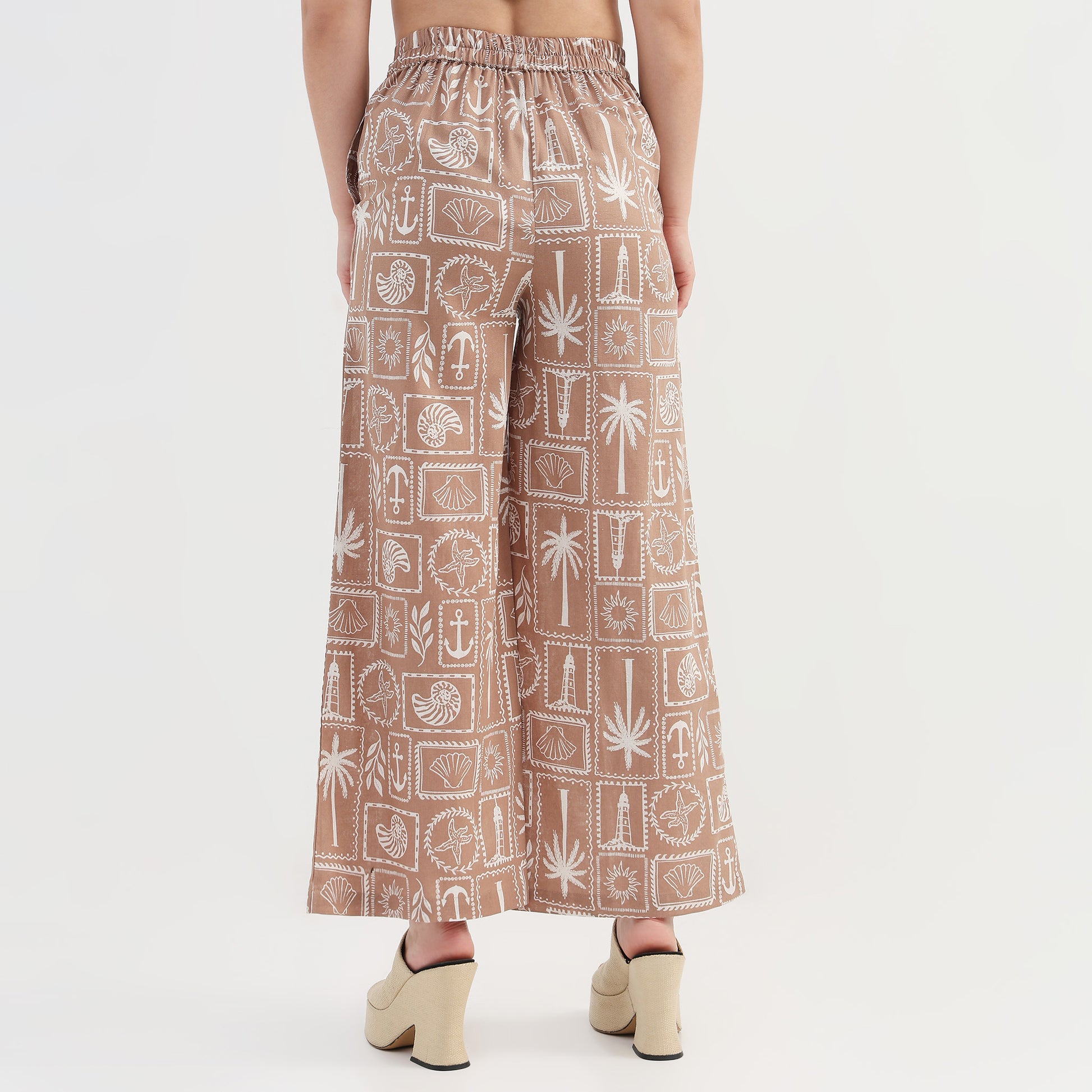 Coastal Print Straight Palazzo