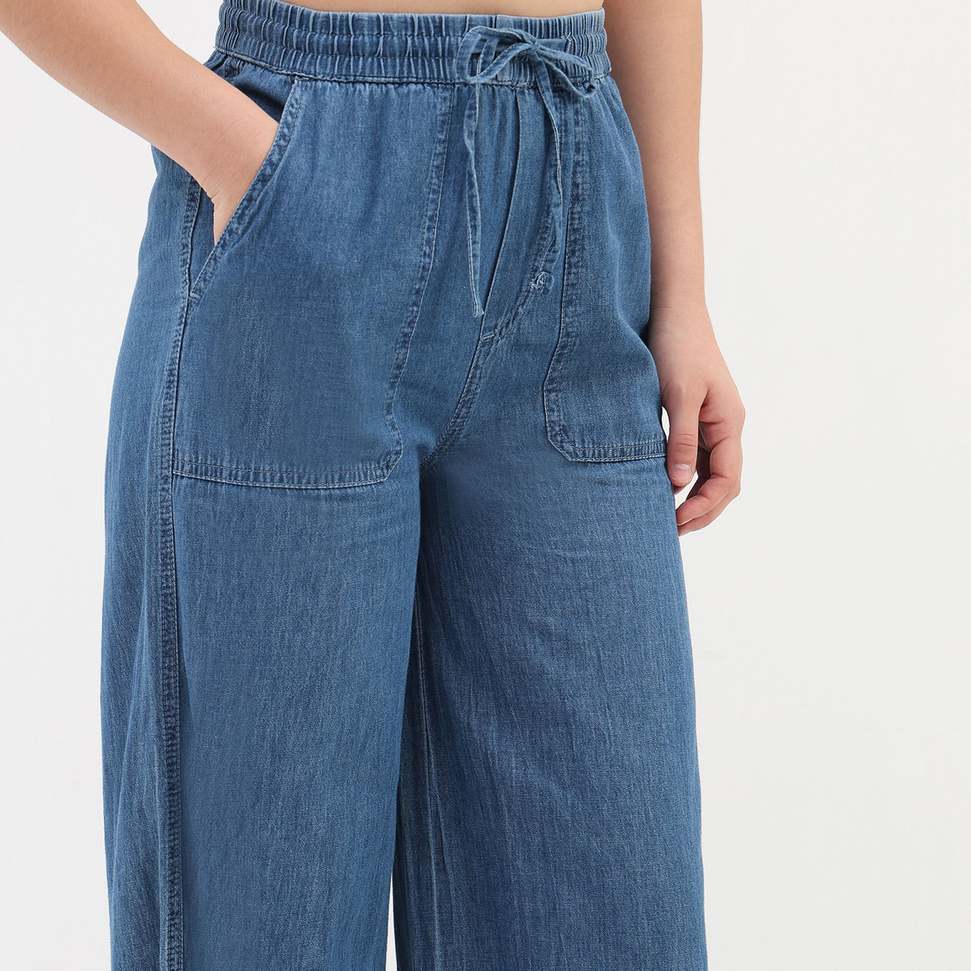 Denim Pull On Palazzos