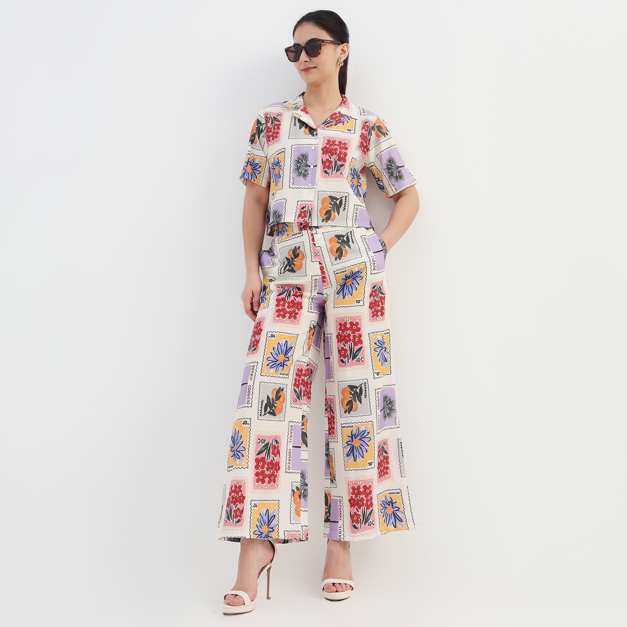 High Rise Tropical Print Palazzo