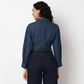 Woven Solid Crop Denim Shirt