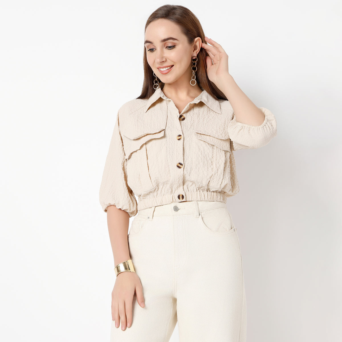 Regular Fit Solid Shirt Collar Shirt