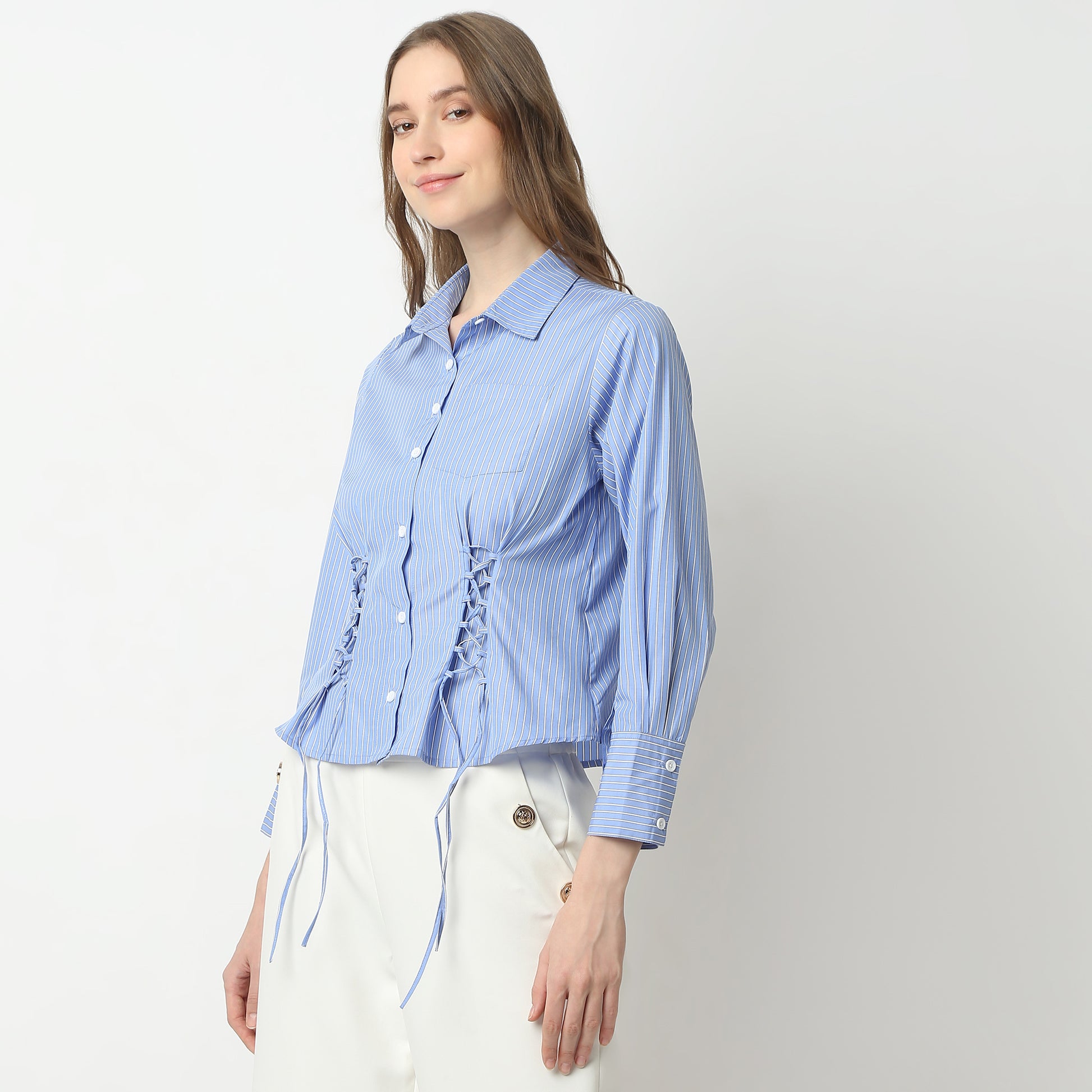 Regular Fit Striped Shirt Collar Shirt