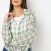 Women Collar Full Sleeve Checkered Young Shirt