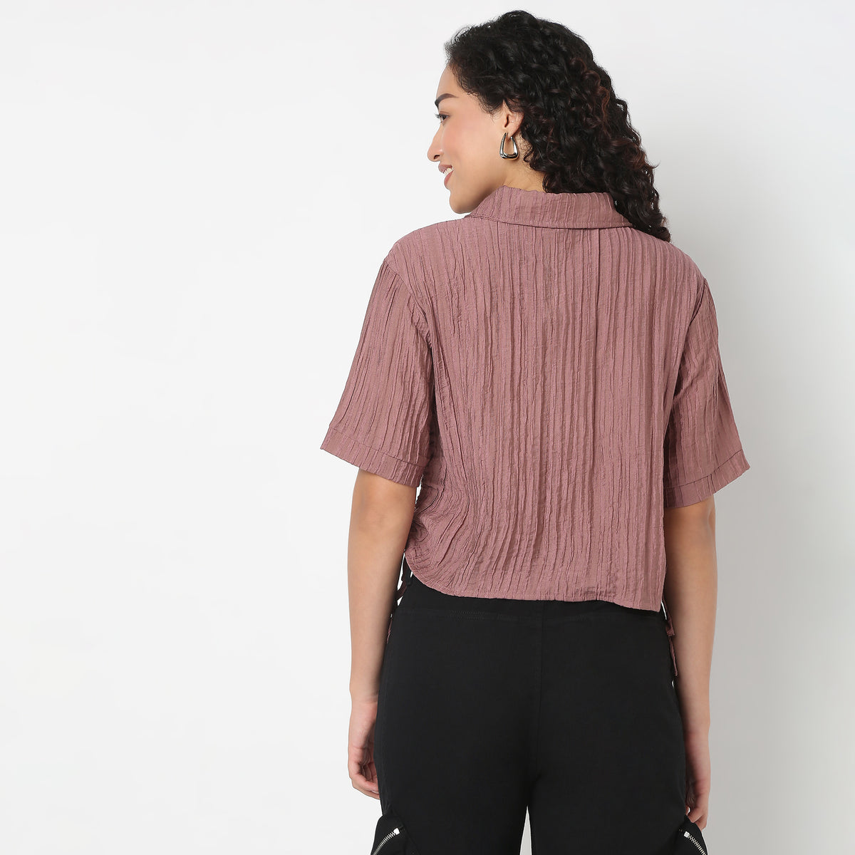 Betty Side Ruching Crop Shirt.