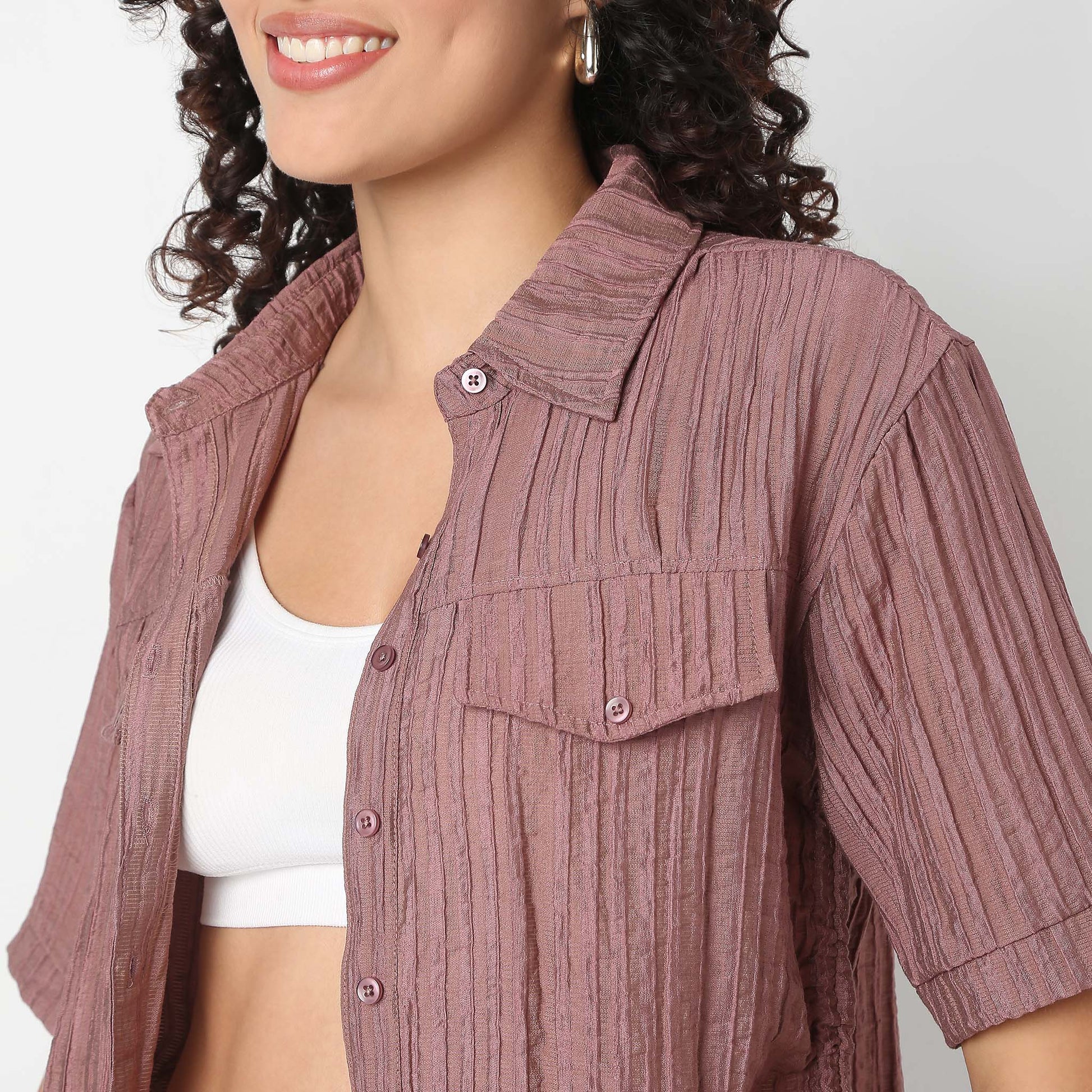 Betty Side Ruching Crop Shirt.
