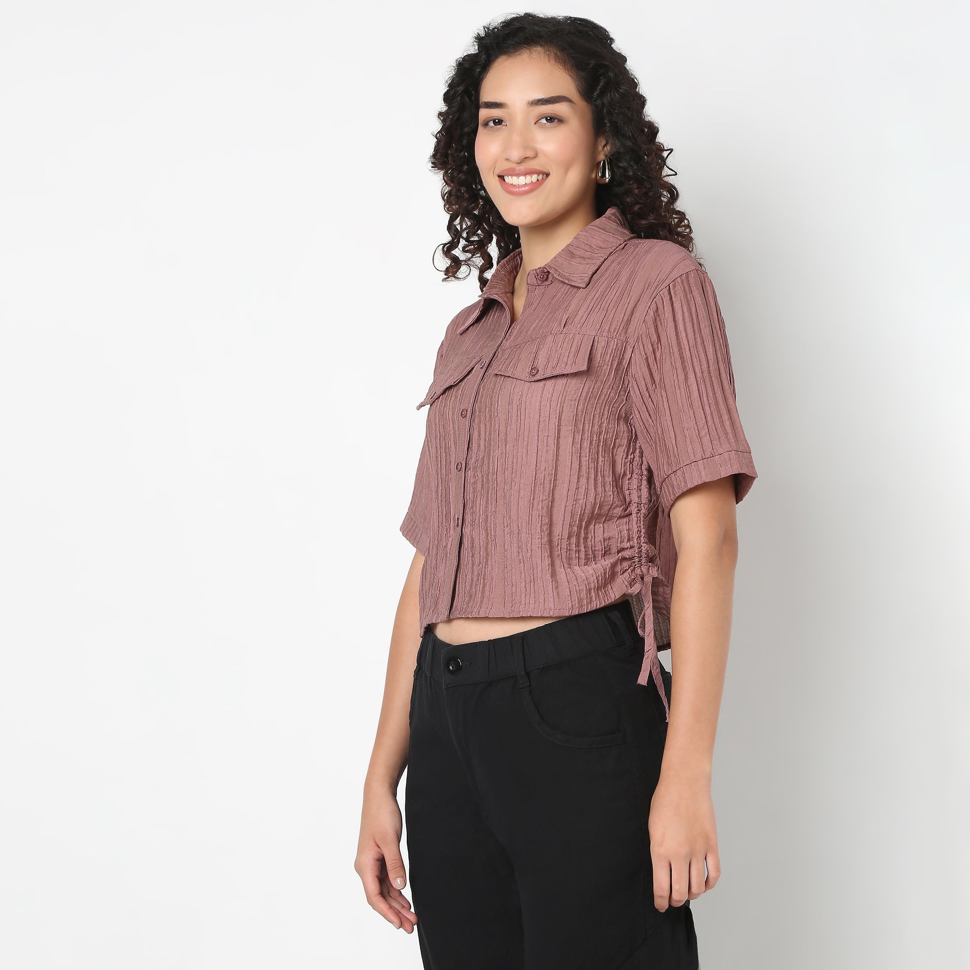 Betty Side Ruching Crop Shirt.