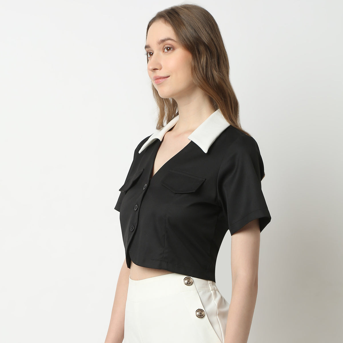 Regular Fit Solid Shirt Collar Shirt