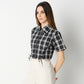 Boxy Fit Checkered Cropped Shirt