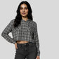 Checkered Hoodie Style Cropped Betty Shirt