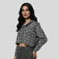 Checkered Hoodie Style Cropped Betty Shirt