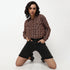 Checkered Hoodie Style Cropped Betty Shirt