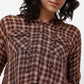 Checkered Hoodie Style Cropped Betty Shirt