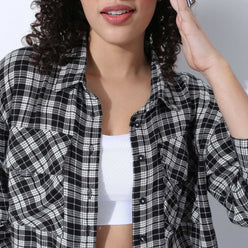 Checkered Boxy Crop Shirt