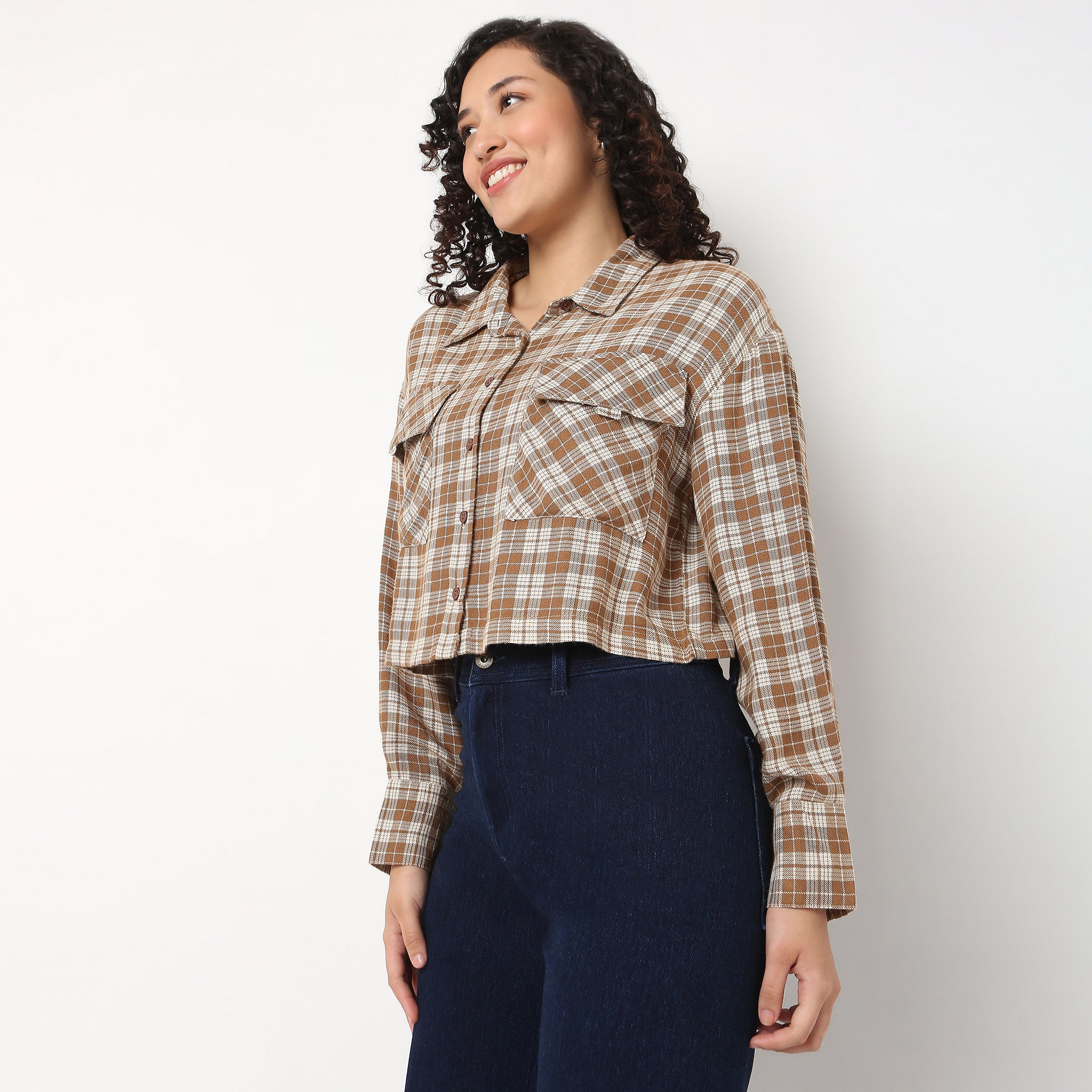 Checkered Boxy Crop Shirt – Style Union