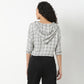 Betty Checkered Hoodie Style Cropped Shirt