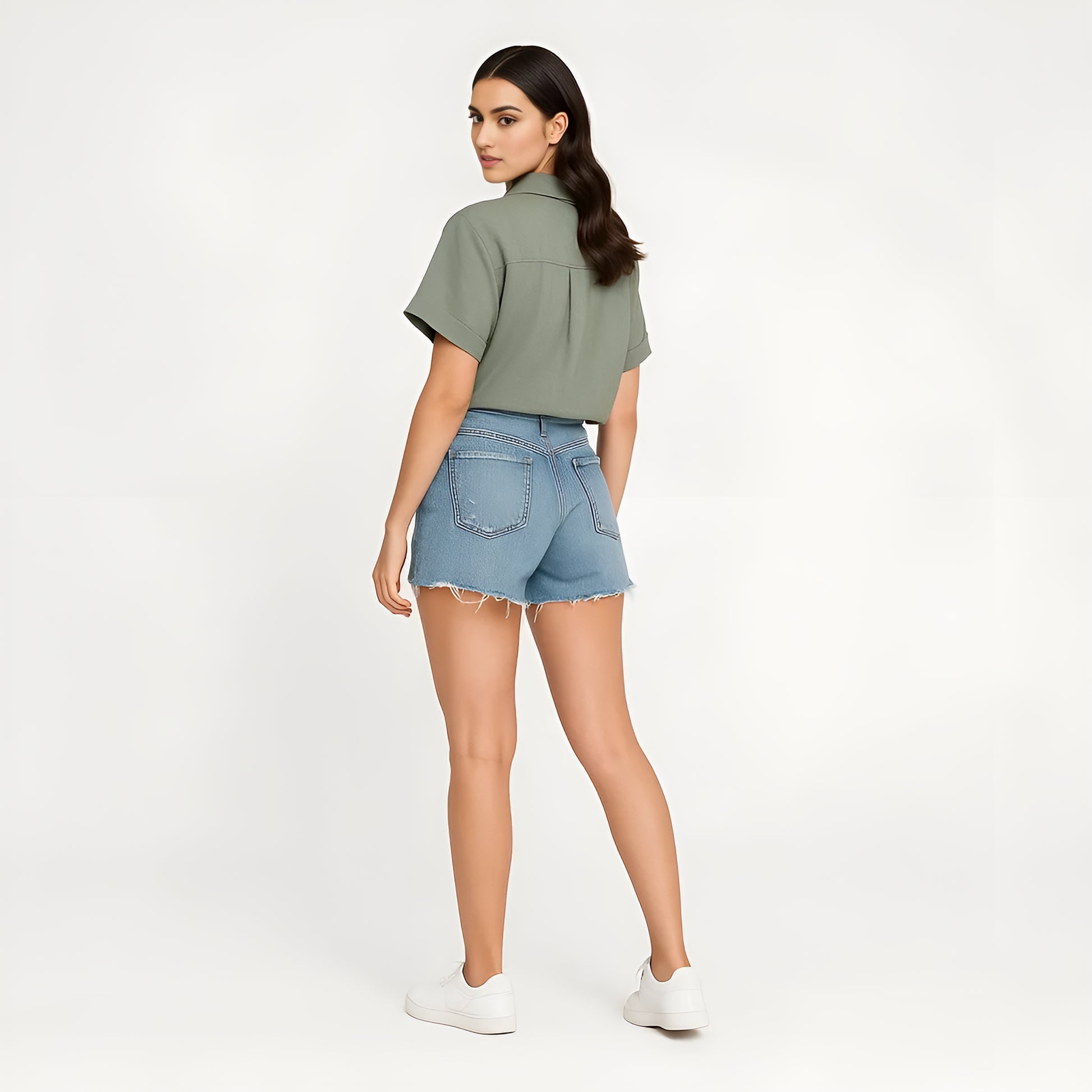 Buy Boxy Fit Crop Shirt With Patch Pockets Detailing - Style Union