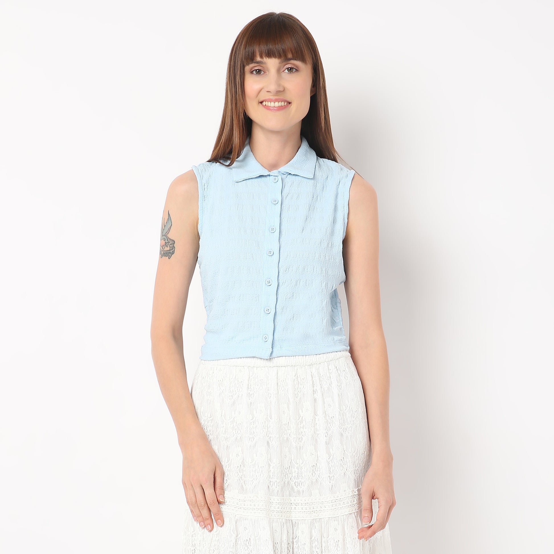 Slim Fit Solid Shirt Collar Shirt