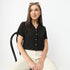 Regular Fit Solid Lapel Collar Cropped Shirt