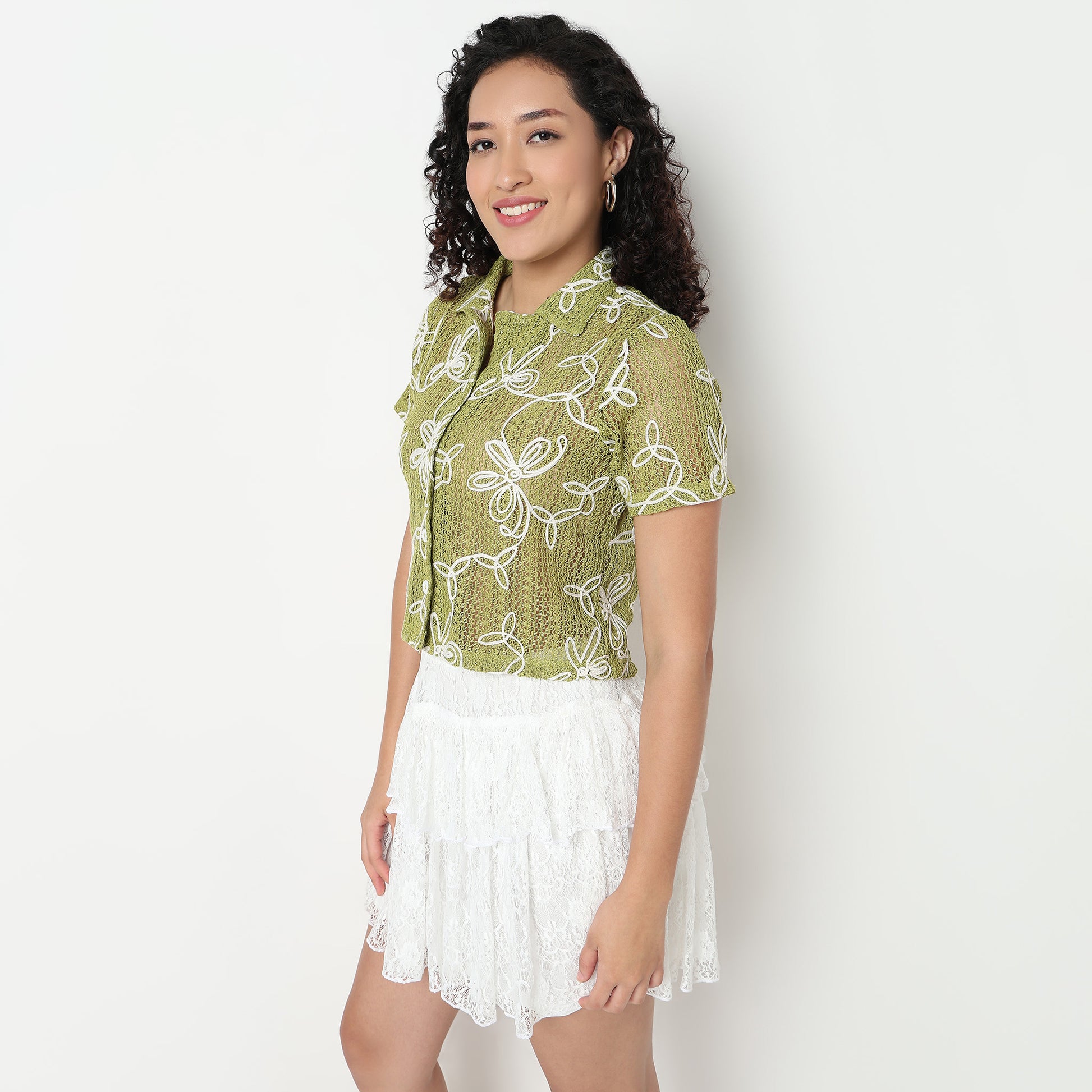 Buy Women Boxy Fit Floral Short Sleeve Shirt  - Style Union