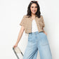 Slim Fit Checkered Cropped Shirt