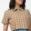 Slim Fit Checkered Cropped Shirt