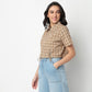 Slim Fit Checkered Cropped Shirt