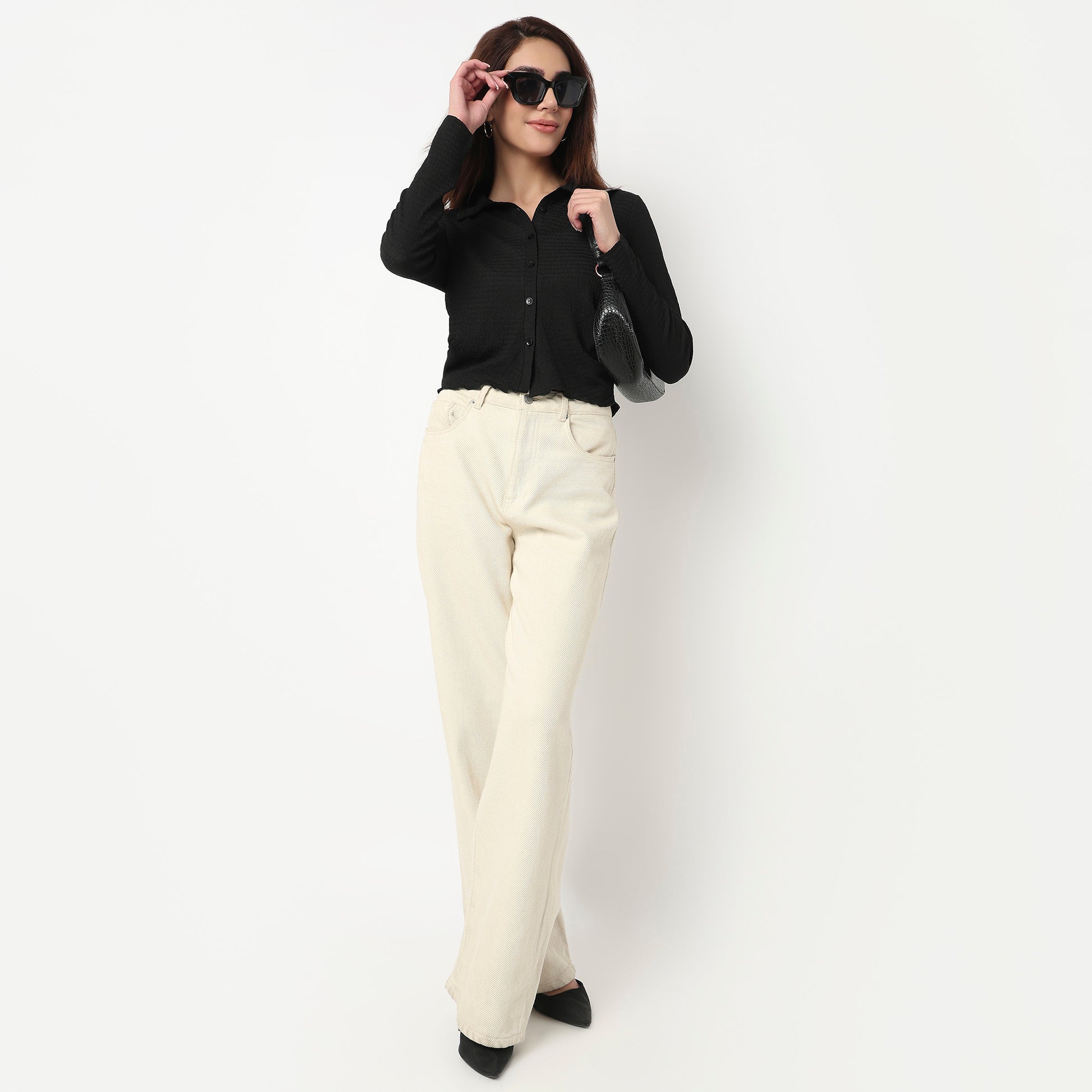Slim Fit Structured Cropped Shirt