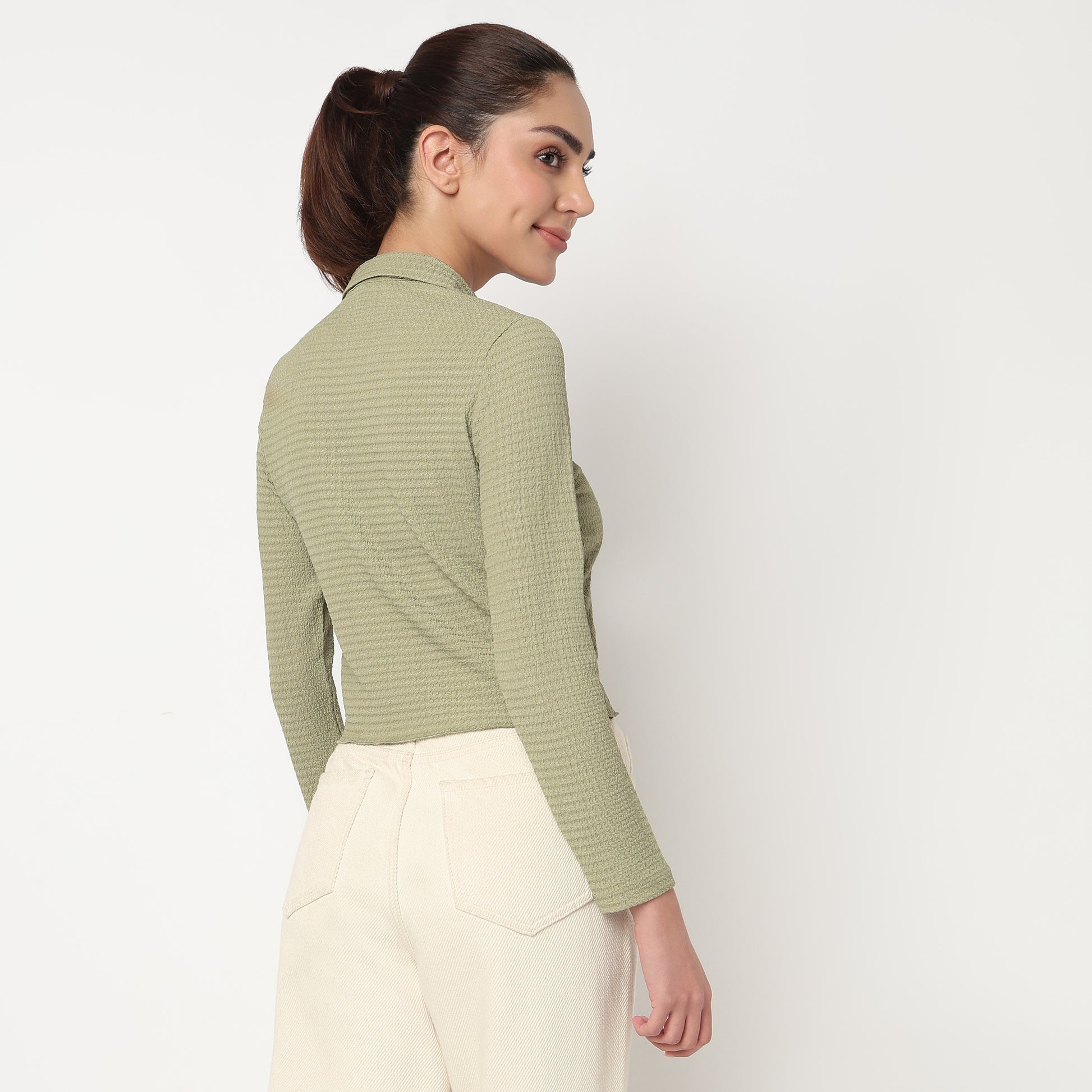 Slim Fit Structured Cropped Shirt