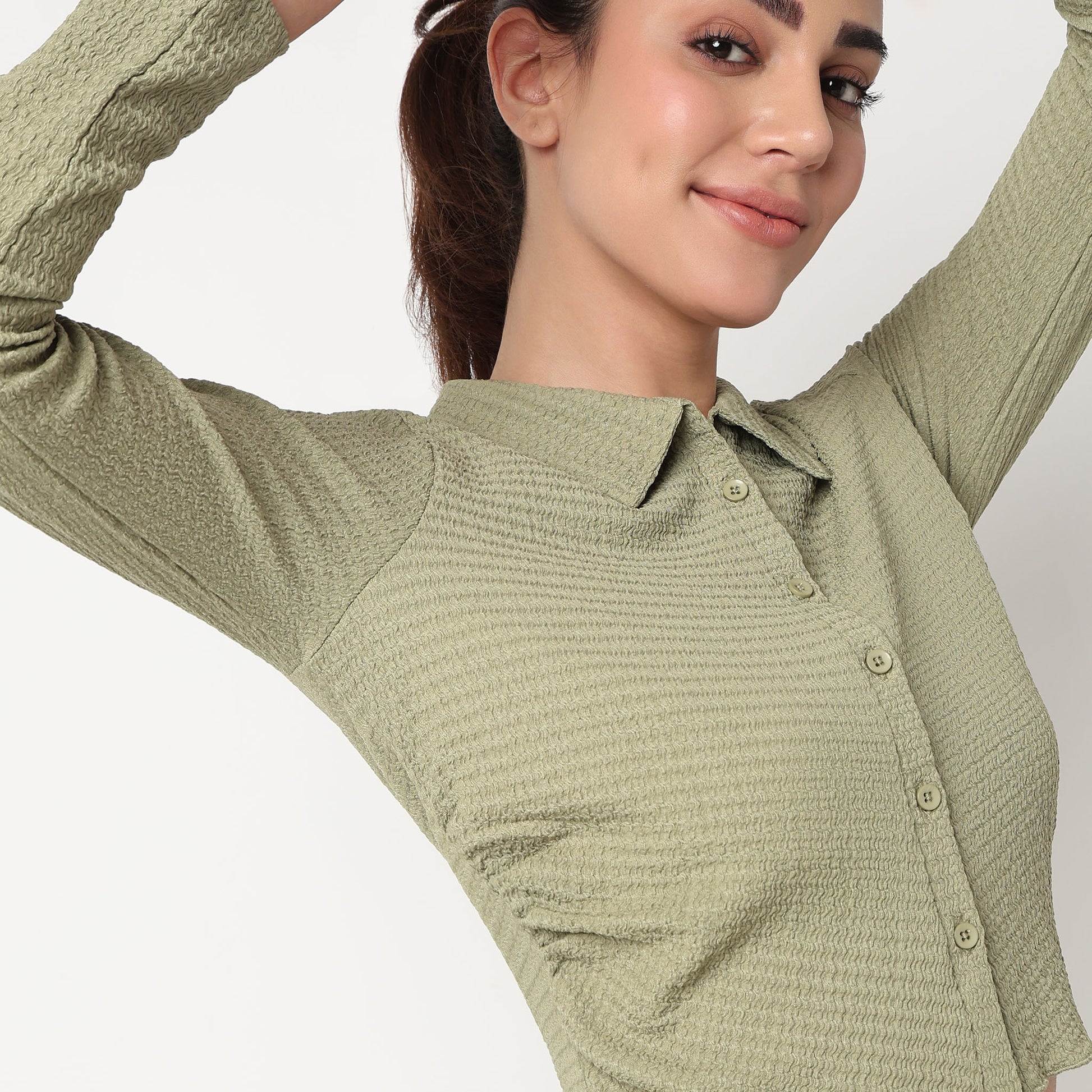 Slim Fit Structured Cropped Shirt