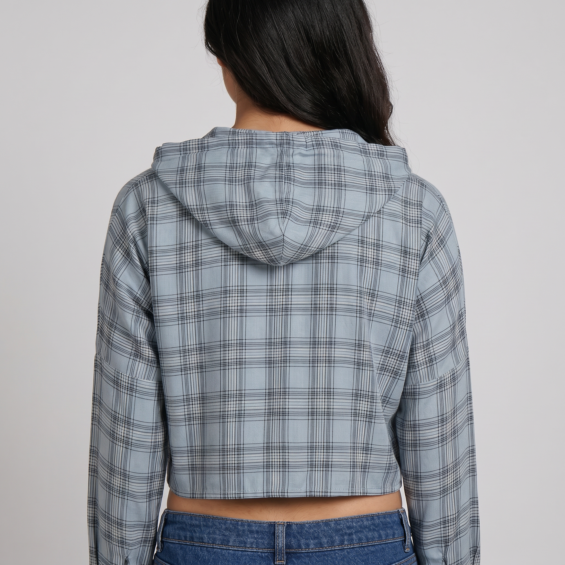 Checkered Full Sleeve Crop Shirt