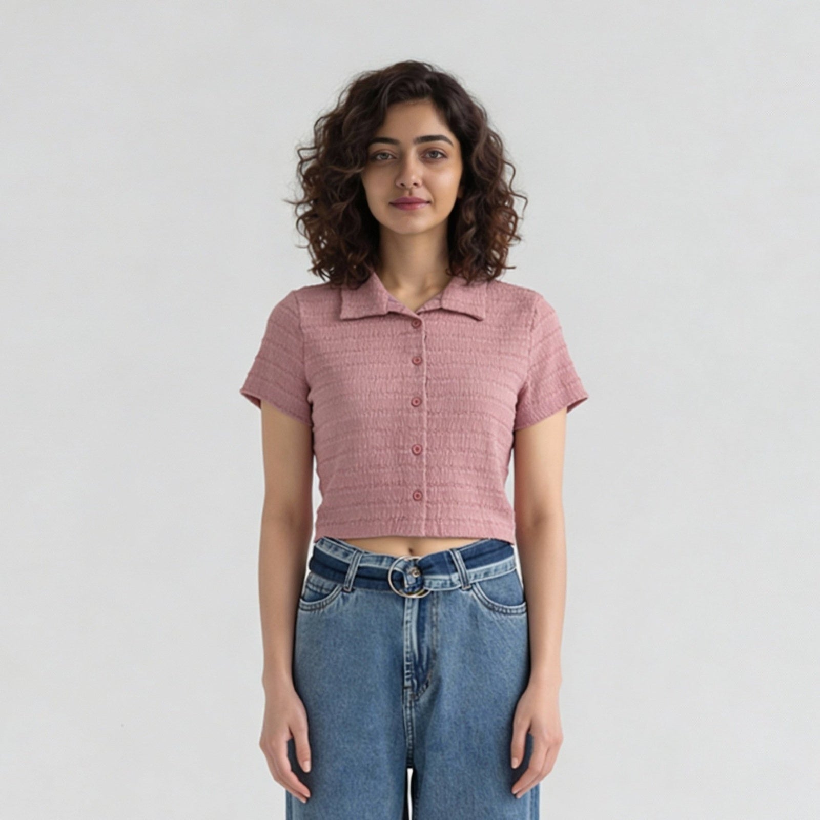 Smocked Cropped Shirt