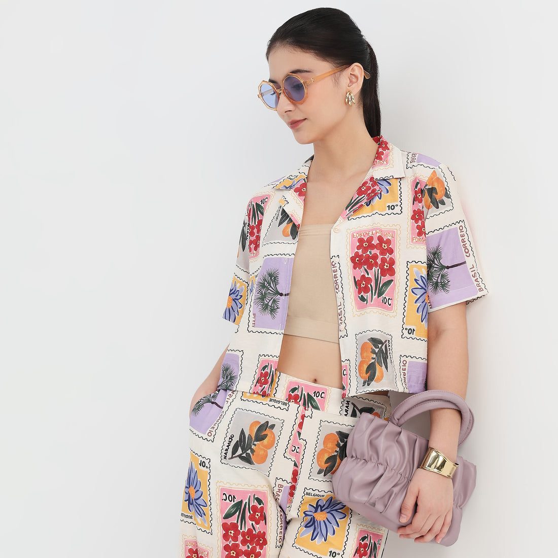 Tropical Print Boxy Shirt