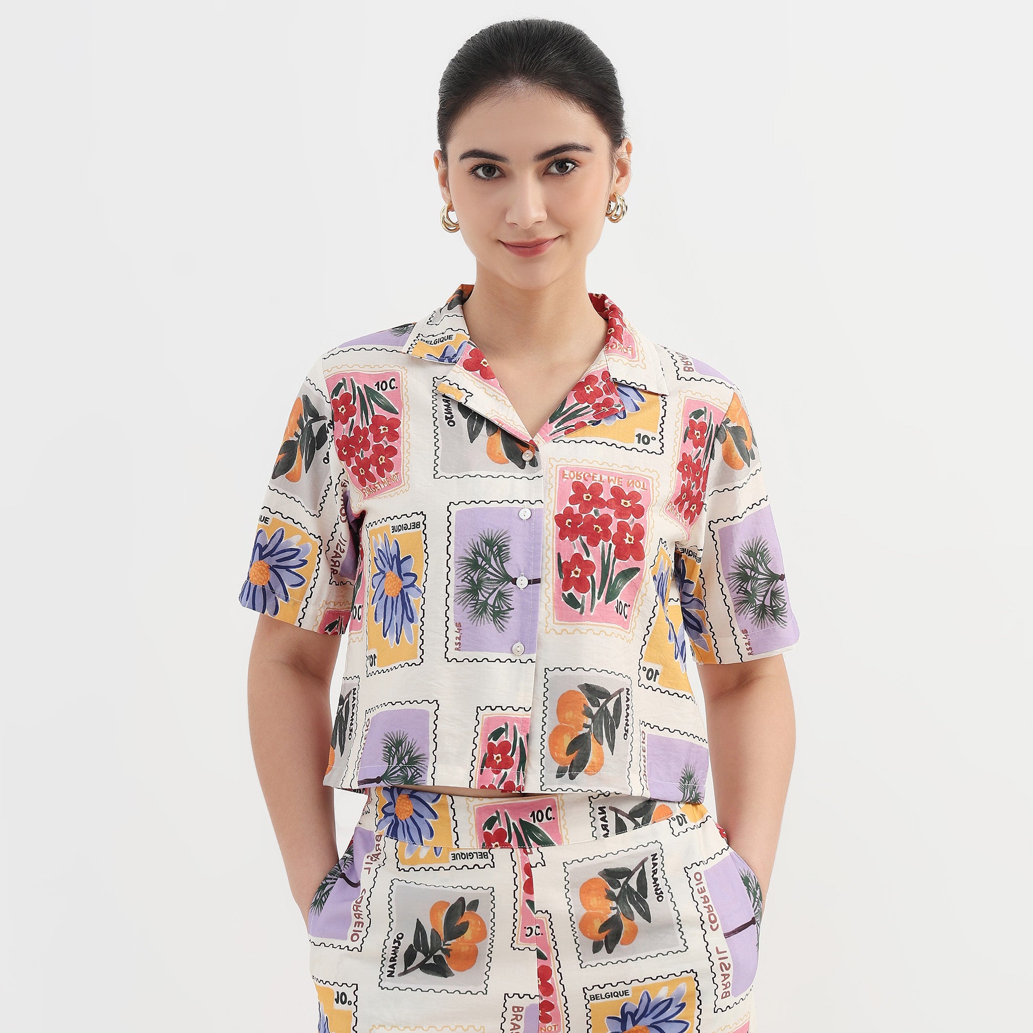 Tropical Print Boxy Shirt