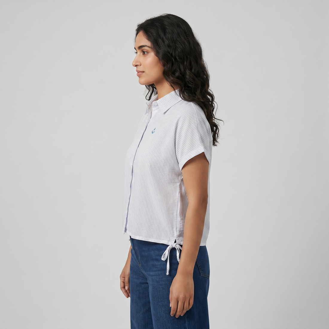 Striped Boxy Crop Shirt