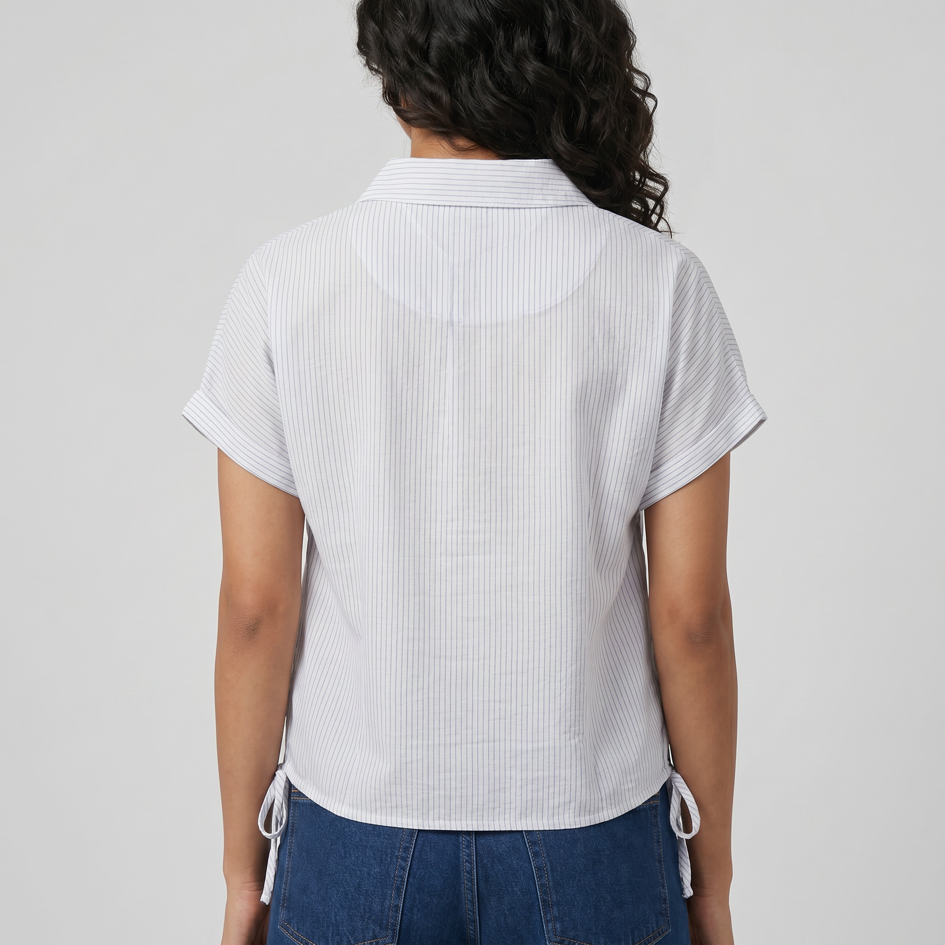 Striped Boxy Crop Shirt