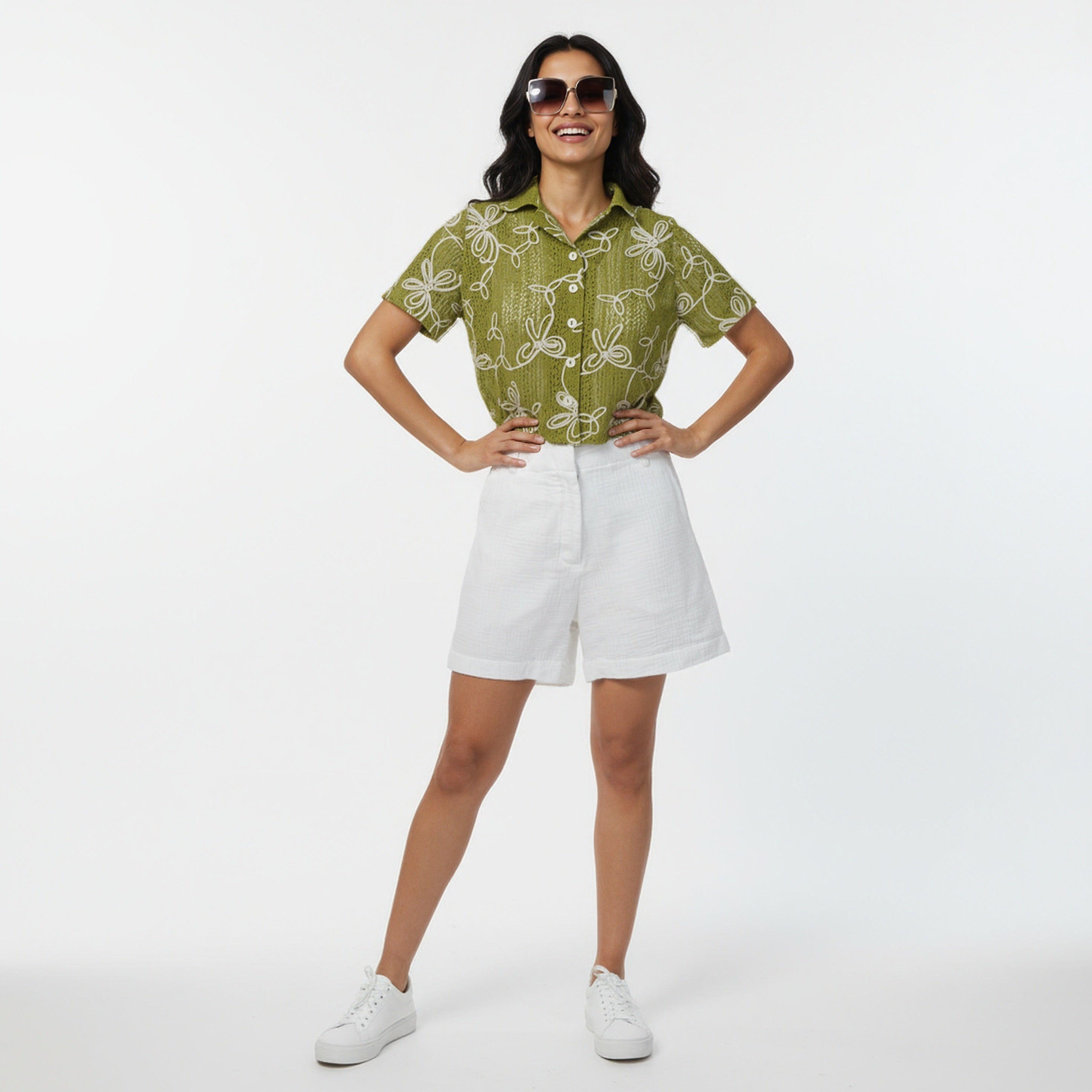 High Rise Cotton Shorts