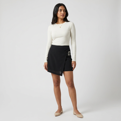 Solid Skort with Metallic Buckle at Waist