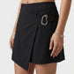 Solid Skort with Metallic Buckle at Waist