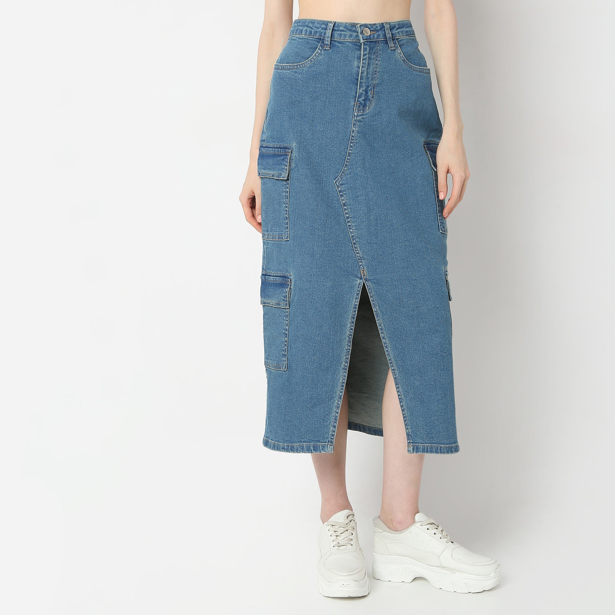 Full Length High Rise Denim Skirt – Style Union