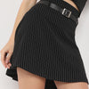 Mid Flare Striped Above Knee Length Betty High Rise Pleated Skirt