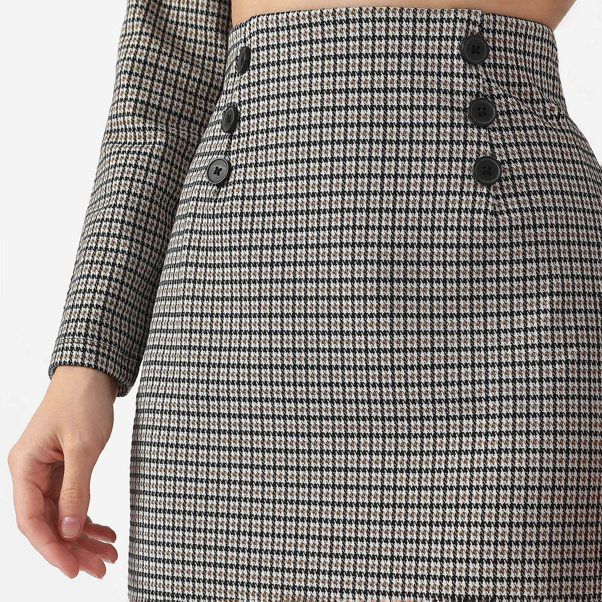 Checkered Calf Length Betty Casual Short Skirt