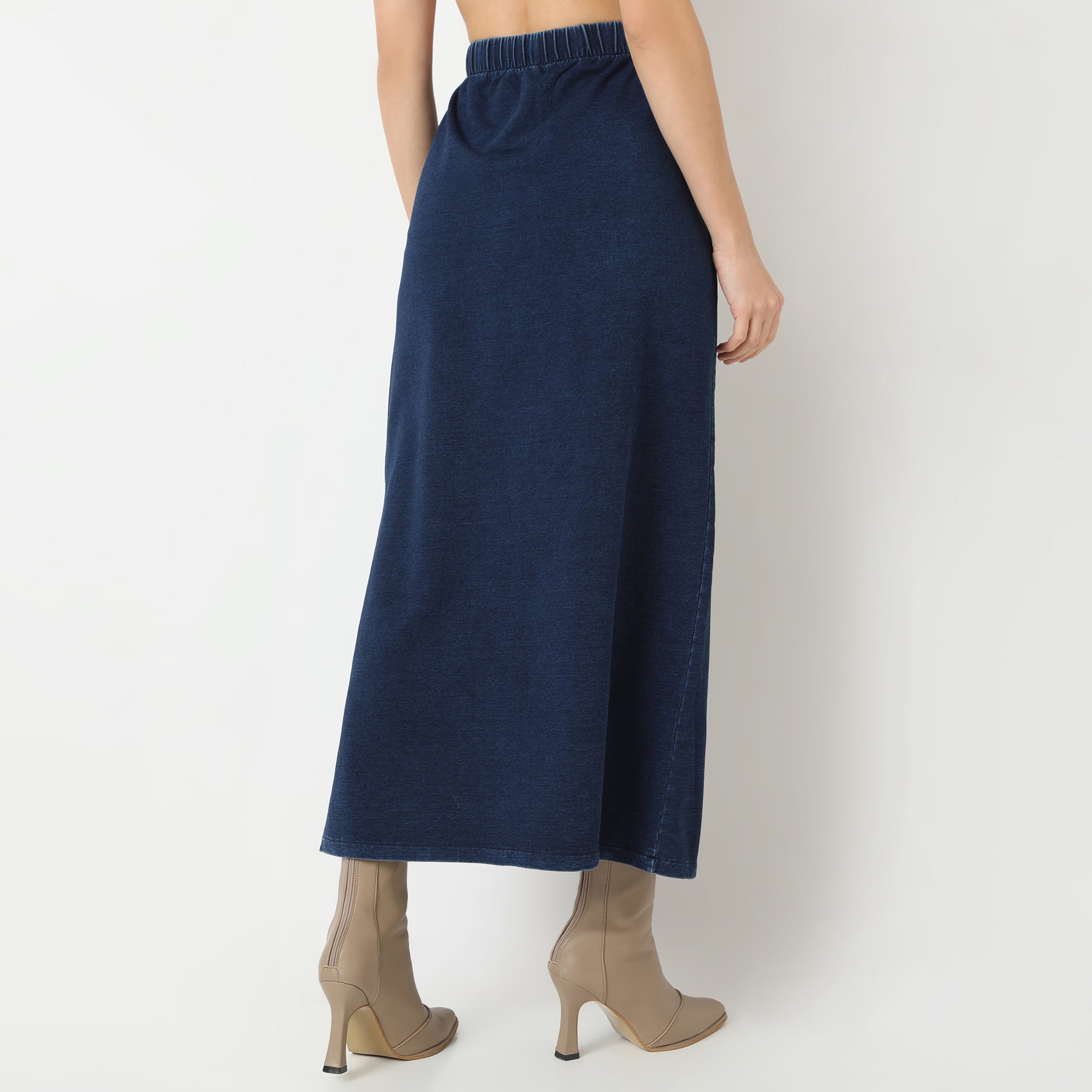 Straight Fit Full Length Betty High Rise Knitted Indigo Long
