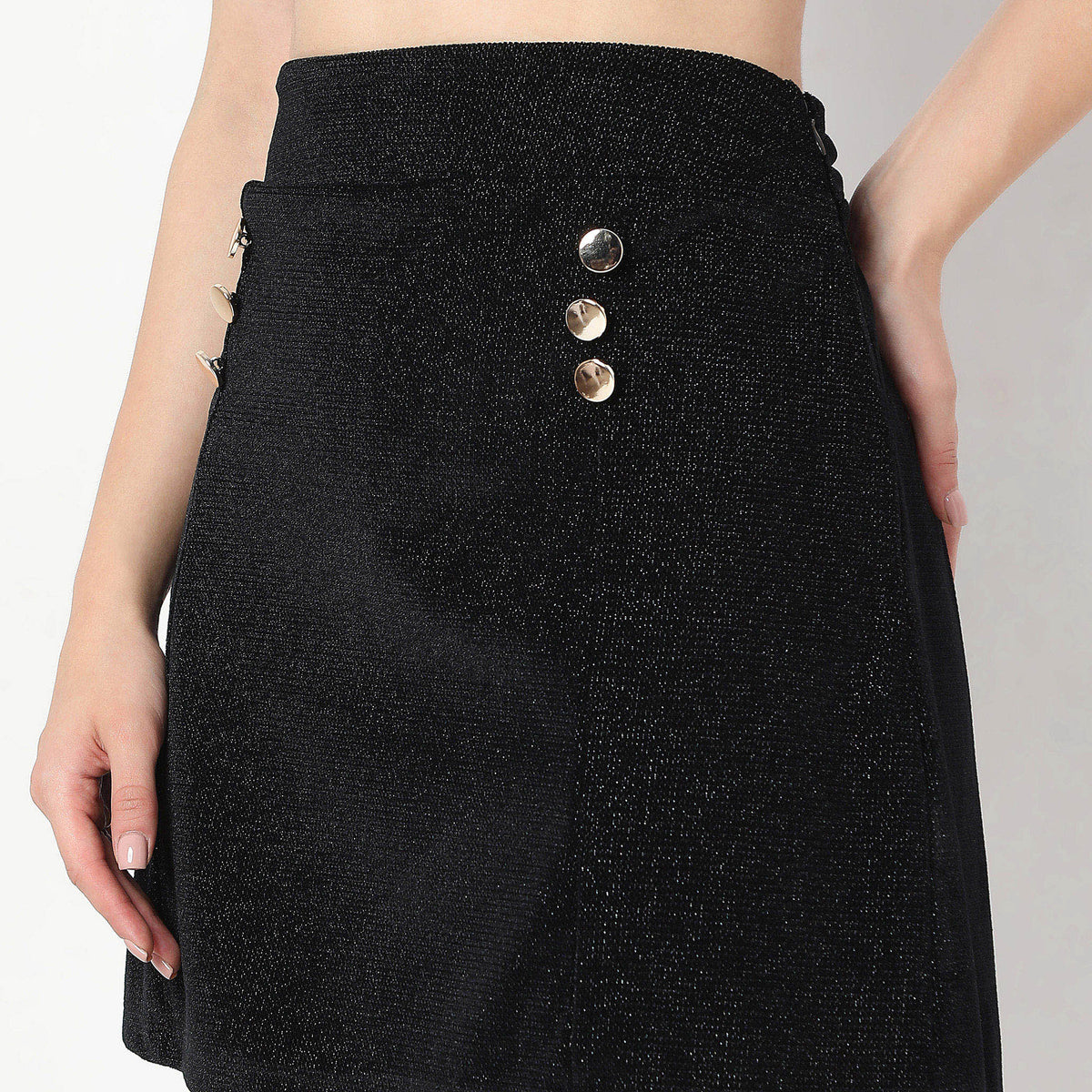 Above Knee A-Line Solid Party Skirt