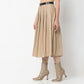 Flare Fit Pleats Calf Length High Rise Skirt