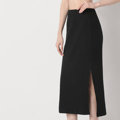 Slim Fit Solid High Rise Skirt