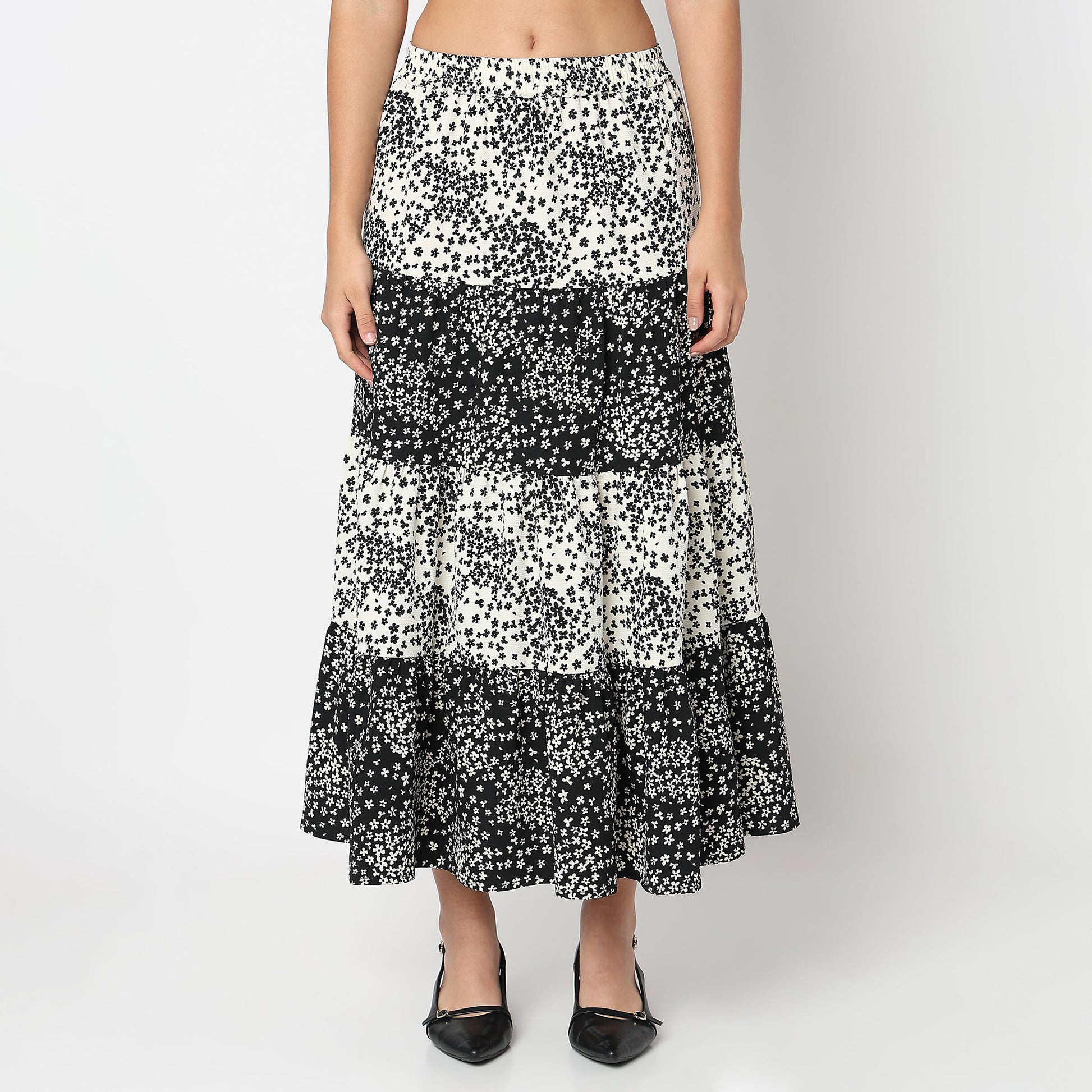 Betty Tiered Skirt with Floral All Over Print