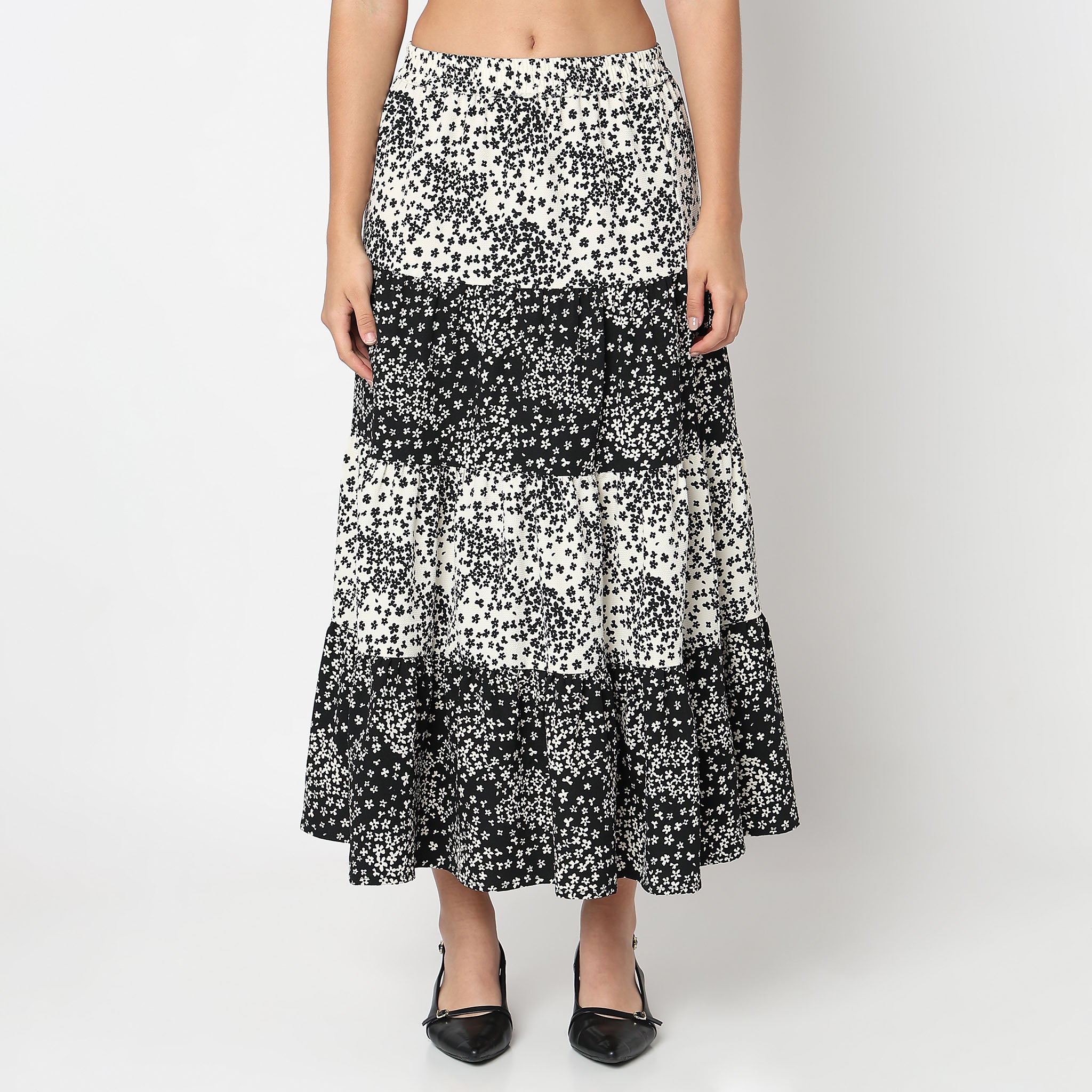 Betty Tiered Skirt with Floral All Over Print