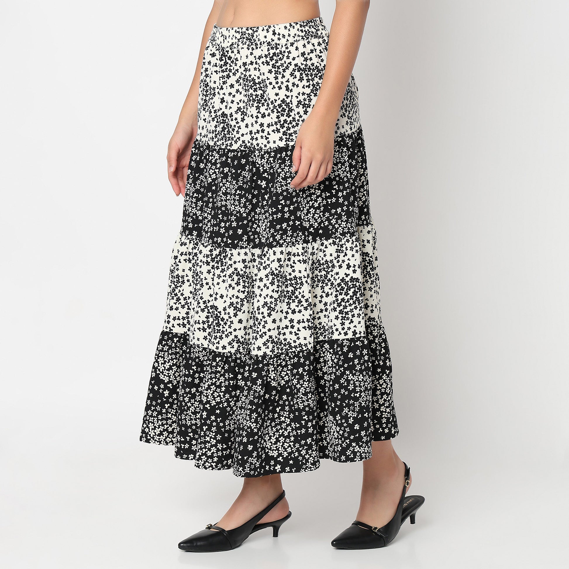 Betty Tiered Skirt with Floral All Over Print